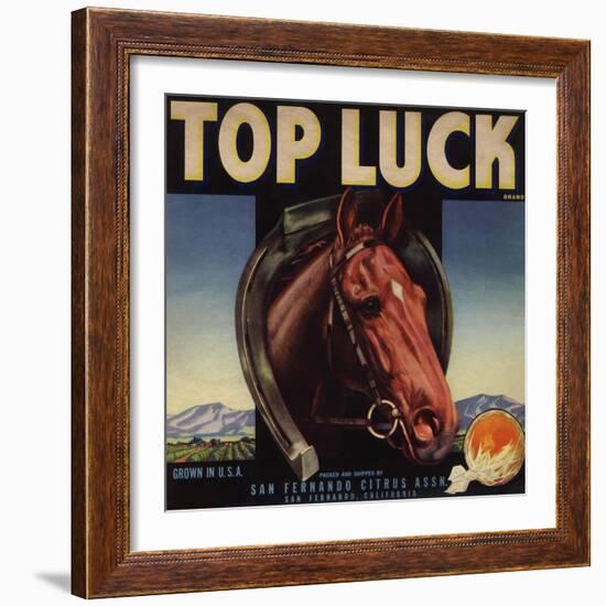 Top Luck Brand - San Fernando, California - Citrus Crate Label-Lantern Press-Framed Art Print