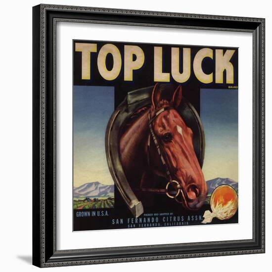 Top Luck Brand - San Fernando, California - Citrus Crate Label-Lantern Press-Framed Art Print