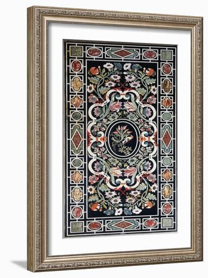 Top of Console Table with Multicolored Stone Mosaic Decoration-null-Framed Giclee Print