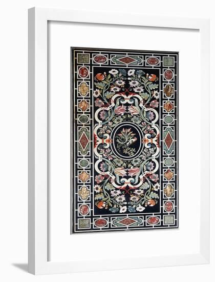 Top of Console Table with Multicolored Stone Mosaic Decoration-null-Framed Giclee Print