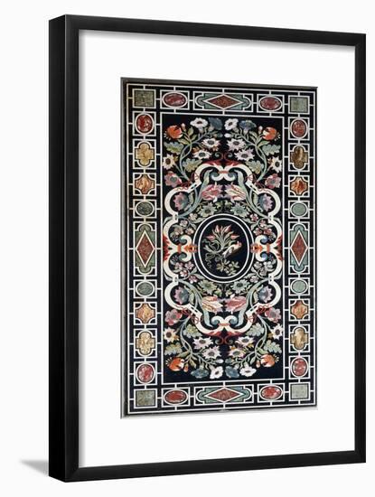 Top of Console Table with Multicolored Stone Mosaic Decoration-null-Framed Giclee Print