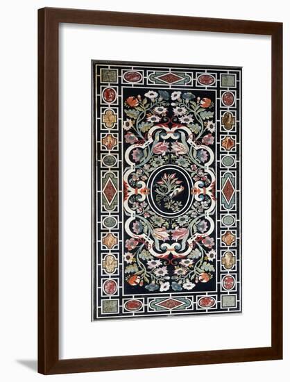 Top of Console Table with Multicolored Stone Mosaic Decoration-null-Framed Giclee Print