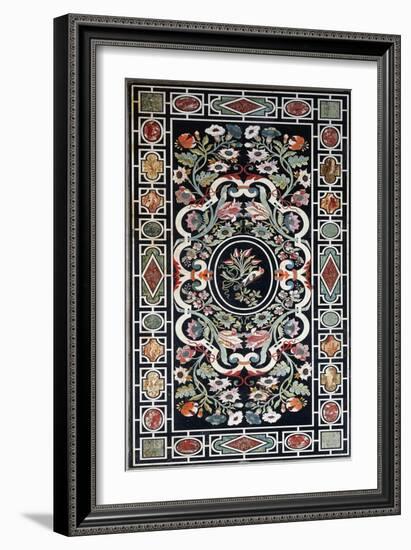 Top of Console Table with Multicolored Stone Mosaic Decoration-null-Framed Giclee Print