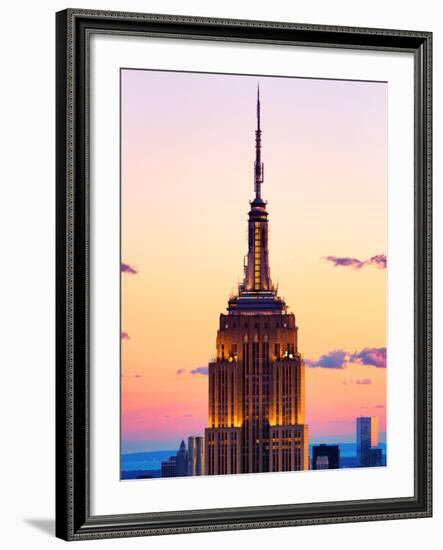 Top of Empire State Building at Pink Sunset, Manhattan, New York, United States-Philippe Hugonnard-Framed Photographic Print