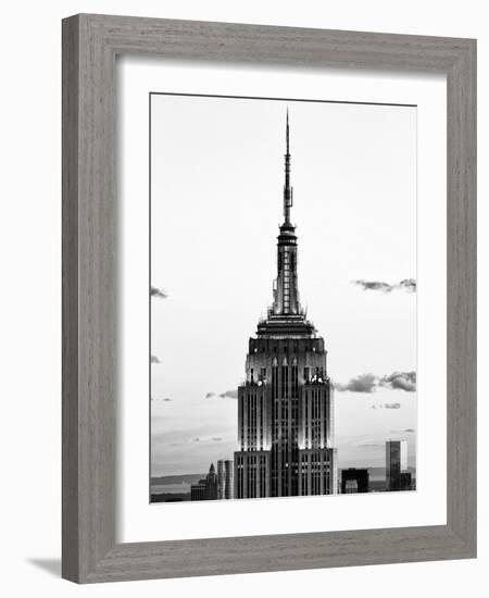 Top of Empire State Building, Manhattan, New York, United States, Black and White Photography-Philippe Hugonnard-Framed Photographic Print