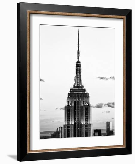 Top of Empire State Building, Manhattan, New York, United States, Black and White Photography-Philippe Hugonnard-Framed Photographic Print