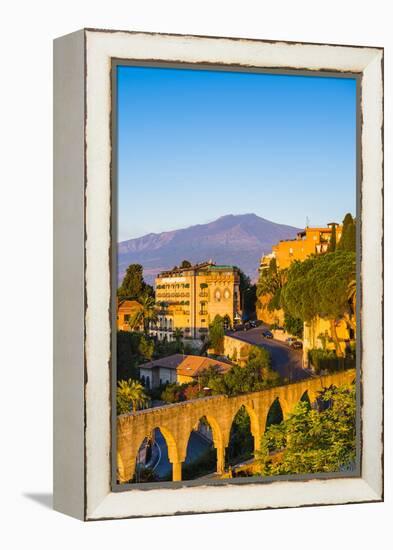 Top of Mount Etna Volcano at Sunrise Rising Above Taormina, Sicily, Italy, Mediterranean, Europe-Matthew Williams-Ellis-Framed Premier Image Canvas