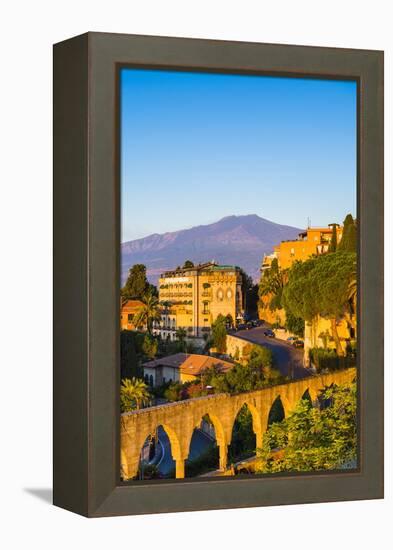 Top of Mount Etna Volcano at Sunrise Rising Above Taormina, Sicily, Italy, Mediterranean, Europe-Matthew Williams-Ellis-Framed Premier Image Canvas