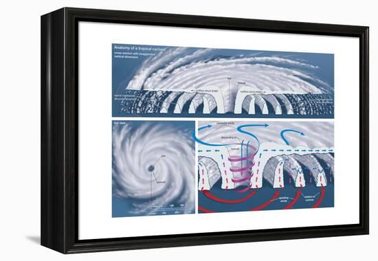 Top View and Vertical Cross Section of a Tropical Cyclone. Atmosphere, Climate, Earth Sciences-Encyclopaedia Britannica-Framed Stretched Canvas