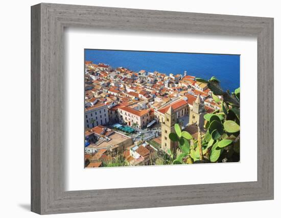 Top view of Cefalu, Cefalu, Sicily, Italy, Europe-Marco Simoni-Framed Photographic Print