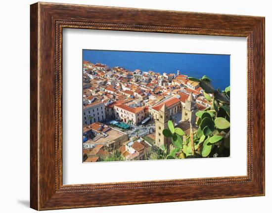 Top view of Cefalu, Cefalu, Sicily, Italy, Europe-Marco Simoni-Framed Photographic Print