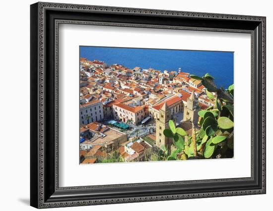 Top view of Cefalu, Cefalu, Sicily, Italy, Europe-Marco Simoni-Framed Photographic Print