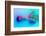 Top View of Female Face, Young Girl in the Milk Bath with Soft Glowing in Blue-Pink Neon Light. Bea-master1305-Framed Photographic Print