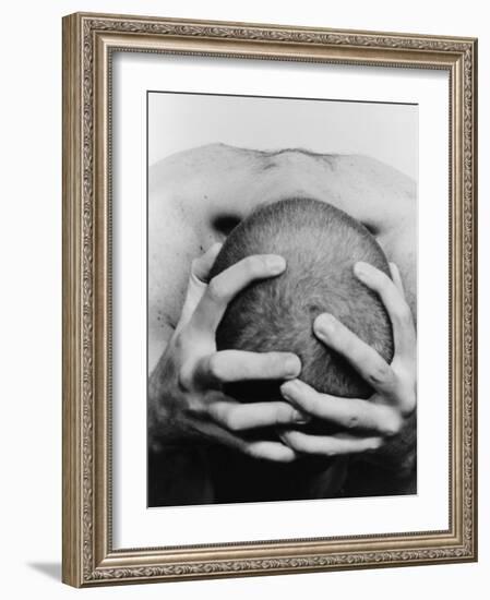 Top View of Man Clutching His Head-Eric O'Connell-Framed Photographic Print