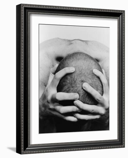 Top View of Man Clutching His Head-Eric O'Connell-Framed Photographic Print