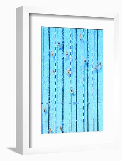 Top View on Pool with Blue Water and Swimming People-Protasov AN-Framed Photographic Print