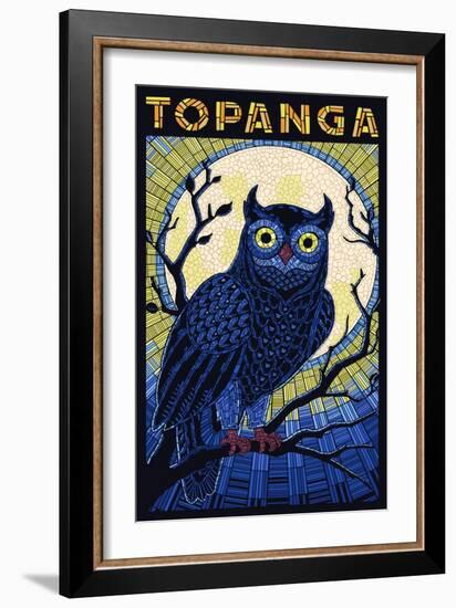 Topanga, California - Owl - Paper Mosaic-Lantern Press-Framed Art Print