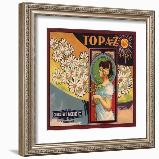 Topaz Brand - California - Citrus Crate Label-Lantern Press-Framed Art Print