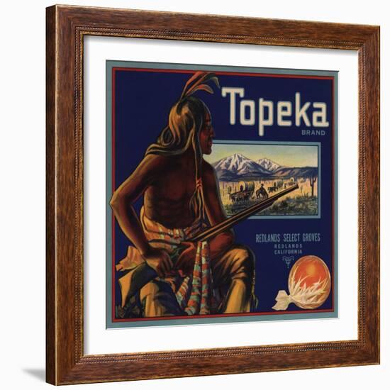 Topeka Brand - Redlands, California - Citrus Crate Label-Lantern Press-Framed Art Print