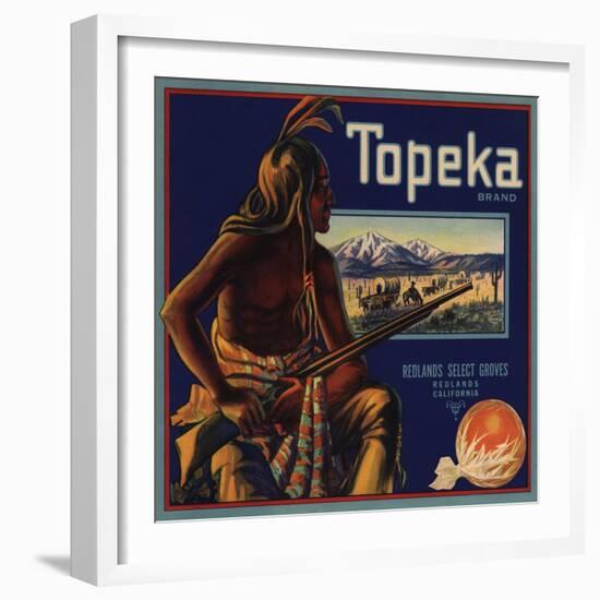 Topeka Brand - Redlands, California - Citrus Crate Label-Lantern Press-Framed Art Print