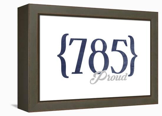 Topeka, Kansas - 785 Area Code (Blue)-Lantern Press-Framed Stretched Canvas