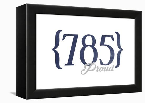 Topeka, Kansas - 785 Area Code (Blue)-Lantern Press-Framed Stretched Canvas