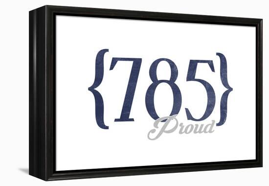 Topeka, Kansas - 785 Area Code (Blue)-Lantern Press-Framed Stretched Canvas