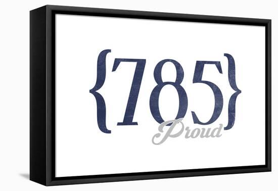 Topeka, Kansas - 785 Area Code (Blue)-Lantern Press-Framed Stretched Canvas