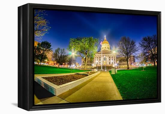 Topeka Kansas Downtown at Night-digidreamgrafix-Framed Premier Image Canvas