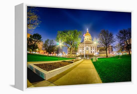 Topeka Kansas Downtown at Night-digidreamgrafix-Framed Premier Image Canvas