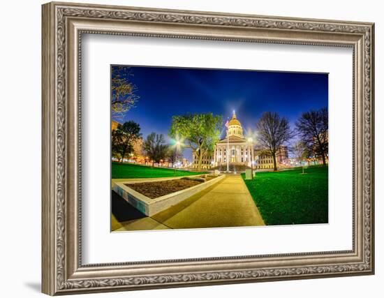 Topeka Kansas Downtown at Night-digidreamgrafix-Framed Photographic Print