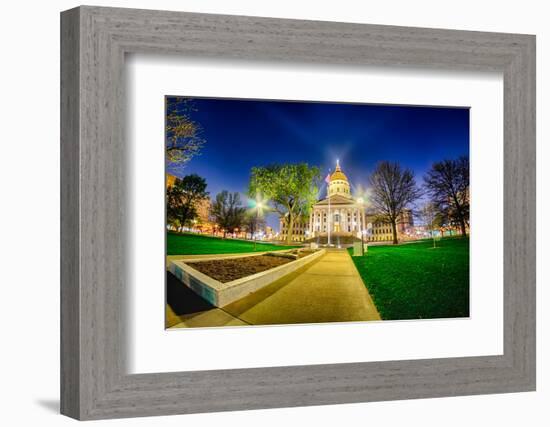 Topeka Kansas Downtown at Night-digidreamgrafix-Framed Photographic Print