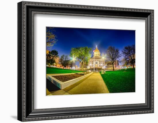 Topeka Kansas Downtown at Night-digidreamgrafix-Framed Photographic Print