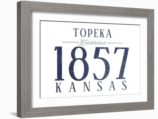 Topeka, Kansas - Established Date (Blue)-Lantern Press-Framed Art Print