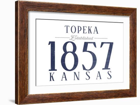 Topeka, Kansas - Established Date (Blue)-Lantern Press-Framed Art Print