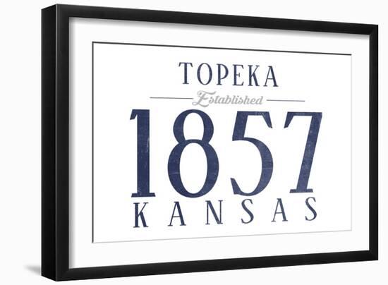 Topeka, Kansas - Established Date (Blue)-Lantern Press-Framed Art Print