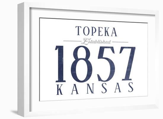 Topeka, Kansas - Established Date (Blue)-Lantern Press-Framed Art Print