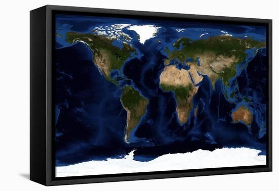 Topographic & Bathymetric Shading of Full Earth-Stocktrek Images-Framed Premier Image Canvas