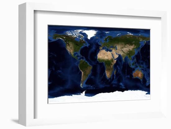 Topographic & Bathymetric Shading of Full Earth-Stocktrek Images-Framed Photographic Print