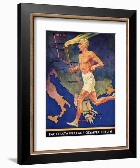 Torch Bearer at the Berlin Olympic Games, 1936-null-Framed Giclee Print