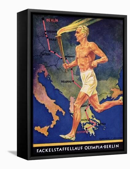 Torch Bearer at the Berlin Olympic Games, 1936-null-Framed Premier Image Canvas