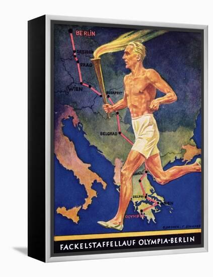 Torch Bearer at the Berlin Olympic Games, 1936-null-Framed Premier Image Canvas