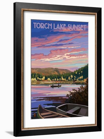 Torch Lake, Michigan - Lake Scene at Dusk-Lantern Press-Framed Art Print