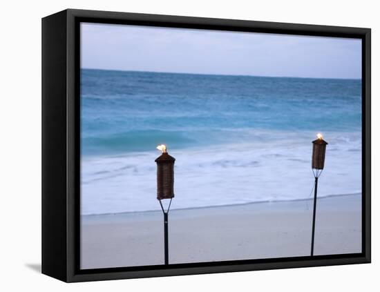 Torches on Beach, Grace Bay, Providenciales, Turks and Caicos-Demetrio Carrasco-Framed Premier Image Canvas