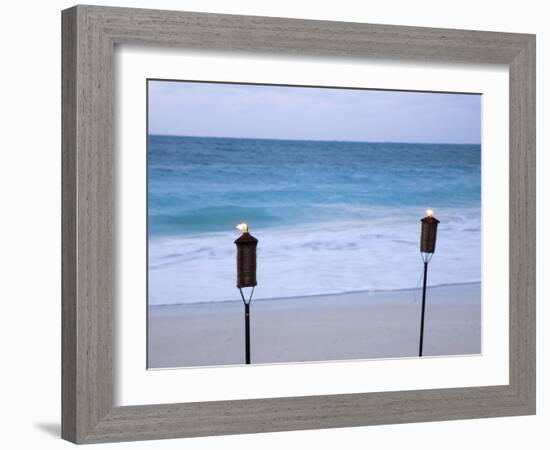 Torches on Beach, Grace Bay, Providenciales, Turks and Caicos-Demetrio Carrasco-Framed Photographic Print