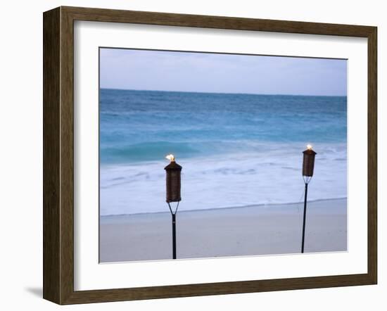 Torches on Beach, Grace Bay, Providenciales, Turks and Caicos-Demetrio Carrasco-Framed Photographic Print