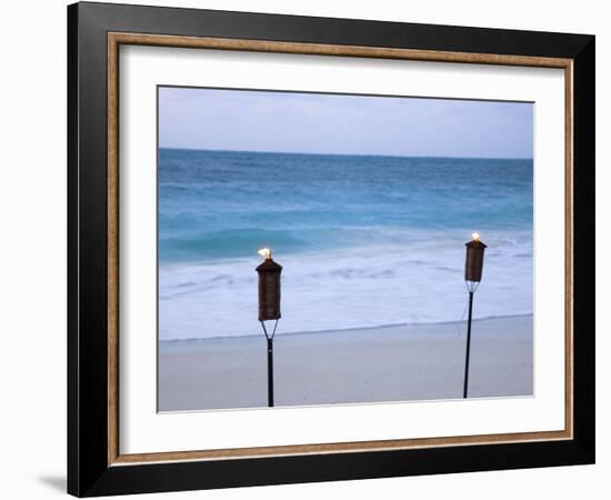 Torches on Beach, Grace Bay, Providenciales, Turks and Caicos-Demetrio Carrasco-Framed Photographic Print