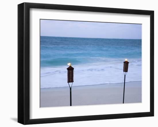 Torches on Beach, Grace Bay, Providenciales, Turks and Caicos-Demetrio Carrasco-Framed Photographic Print