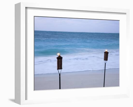 Torches on Beach, Grace Bay, Providenciales, Turks and Caicos-Demetrio Carrasco-Framed Photographic Print