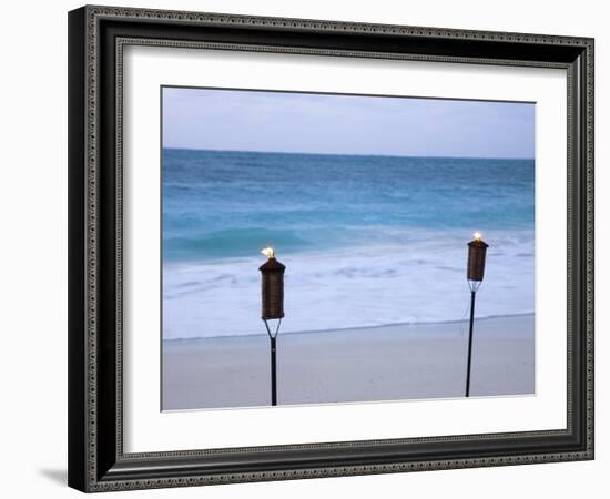 Torches on Beach, Grace Bay, Providenciales, Turks and Caicos-Demetrio Carrasco-Framed Photographic Print